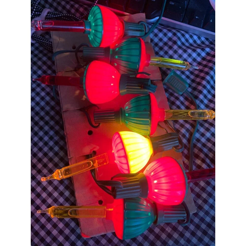 Vintage 50s Bubble Christmas Light Set of 7 Working